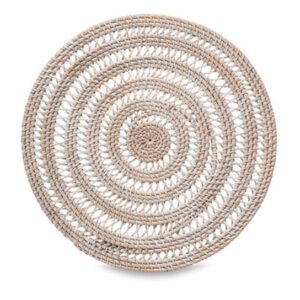 White rattan round placemats