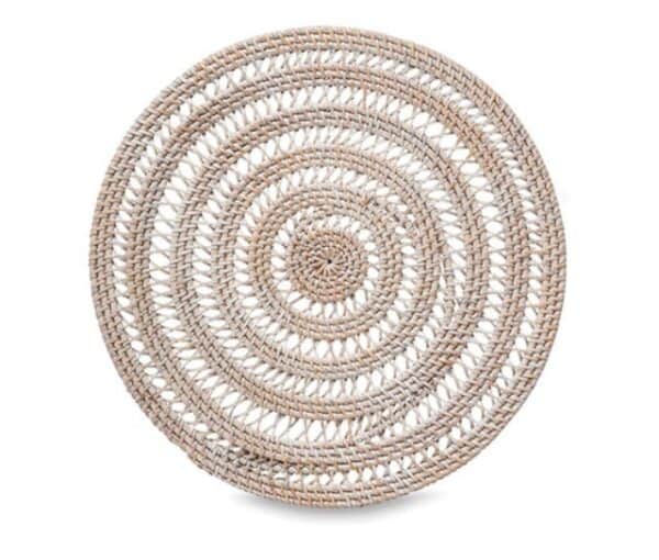 White rattan round placemats