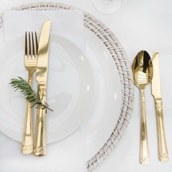 gold cutlery Dinner spoon hire raglan